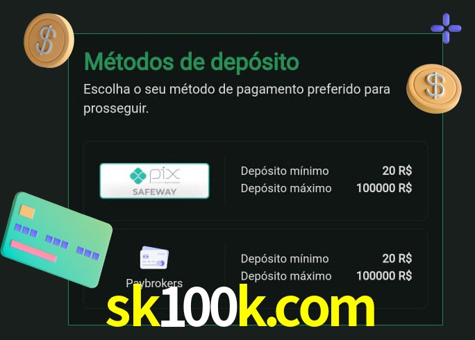 O cassino sk100k.com oferece uma grande variedade de métodos de pagamento